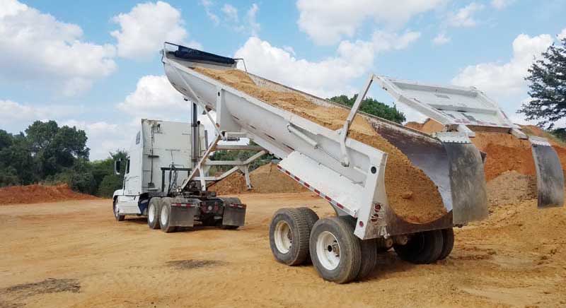 Semi dump truck trailer, cusion sand deliver, Dallas, Fort Worth